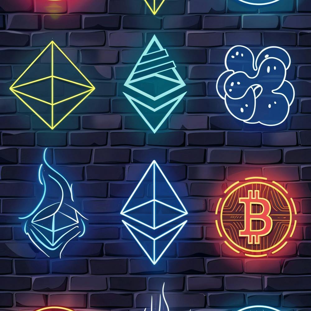 Neon Cryptocurrency Icons