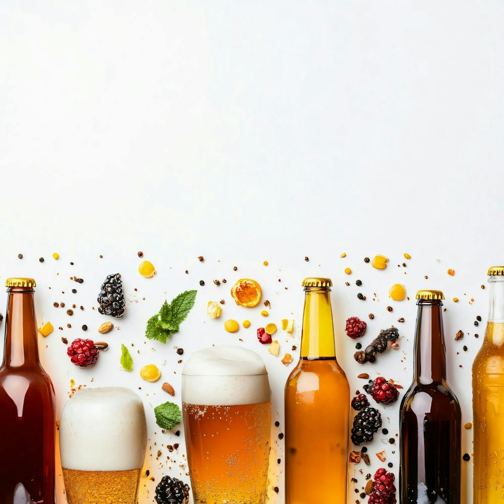 Beer Bottles On White Background