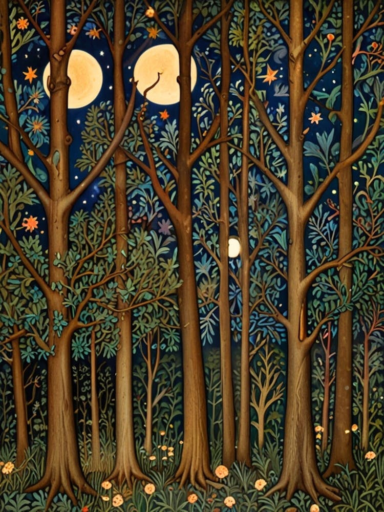 Moonlight In The Forest William Morris