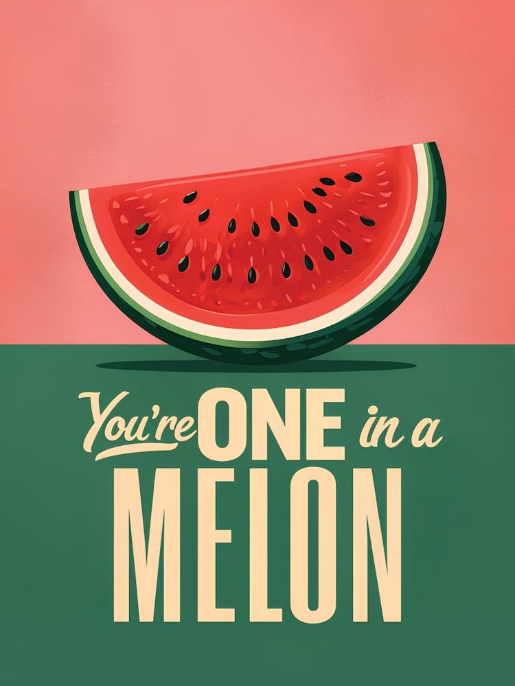 Playful Watermelon Slice Print - You Re One In A Melon 1