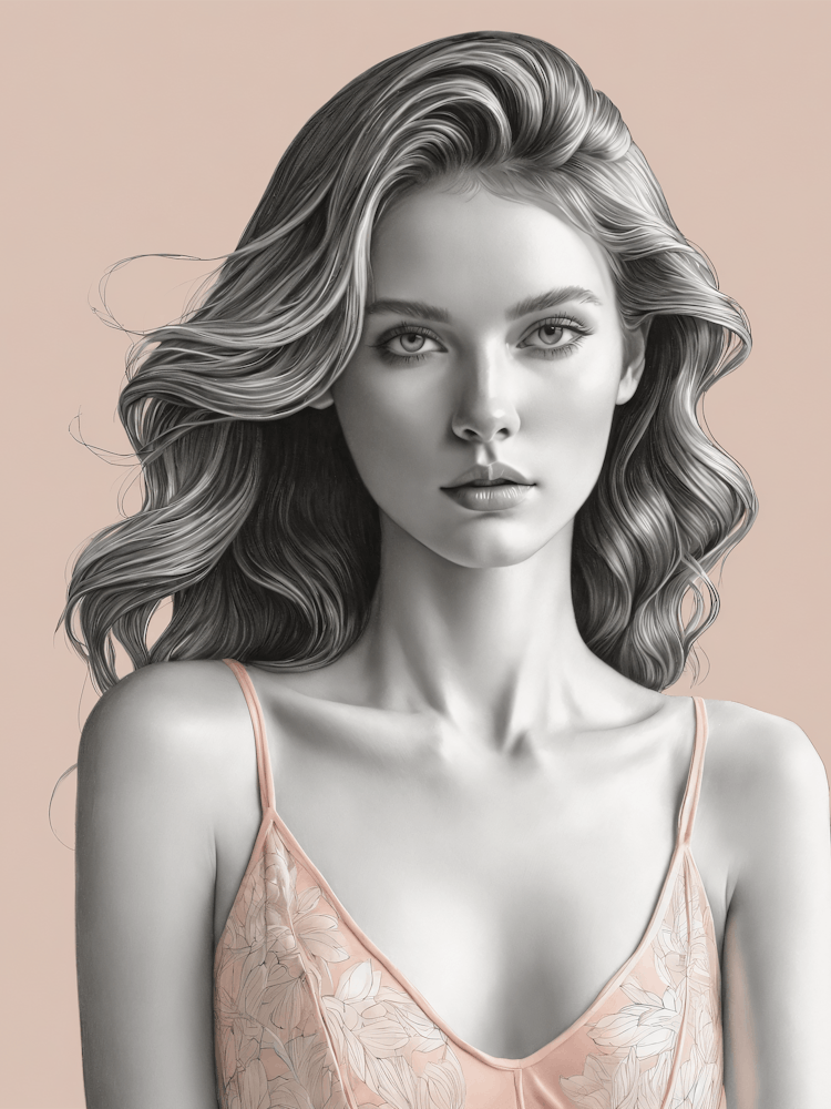 Sketch Of A Woman In Pink