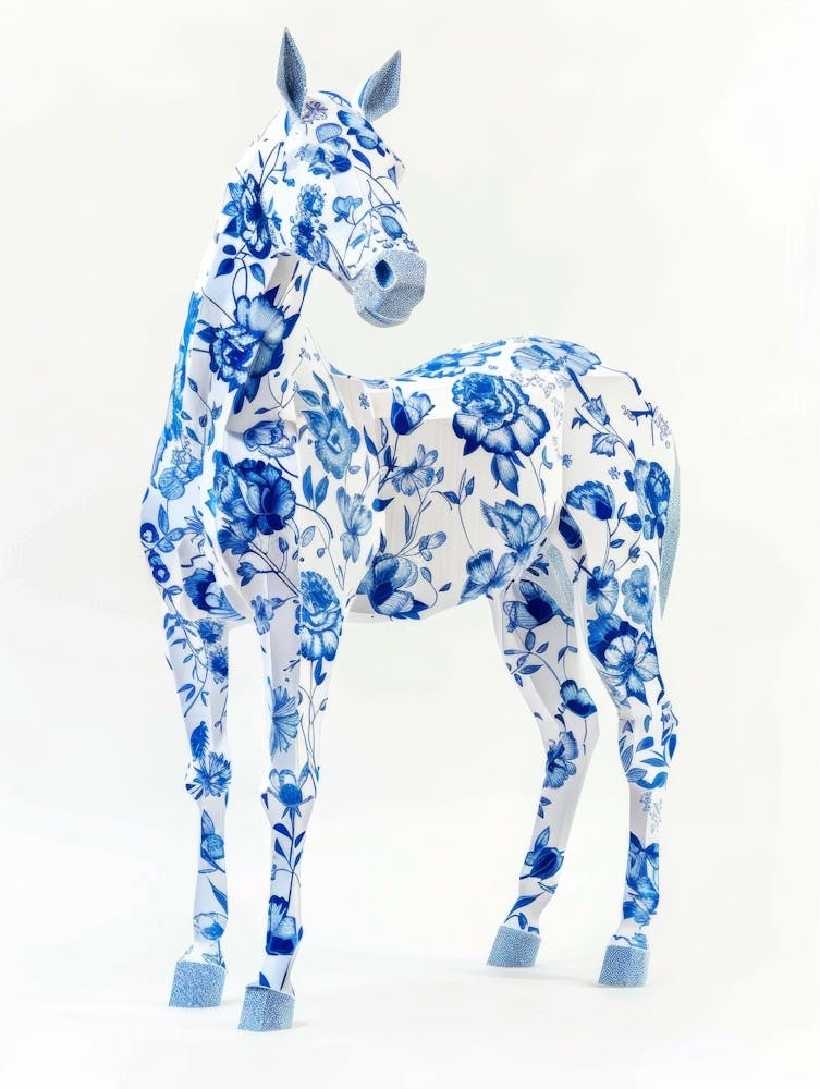 Blue And White Horse 3