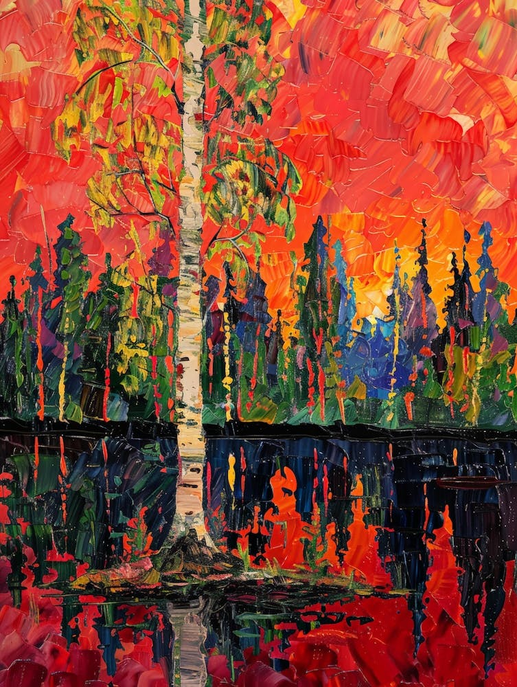 Birch Tree In The Sunset