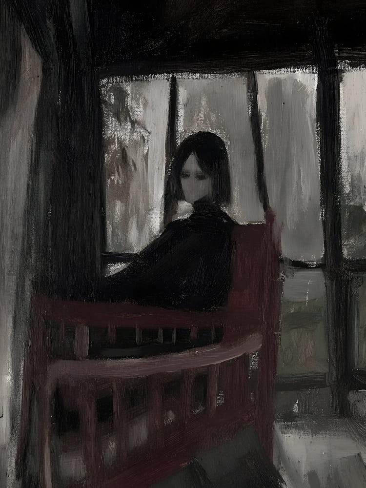 Dark Gothic Girl In A Chair