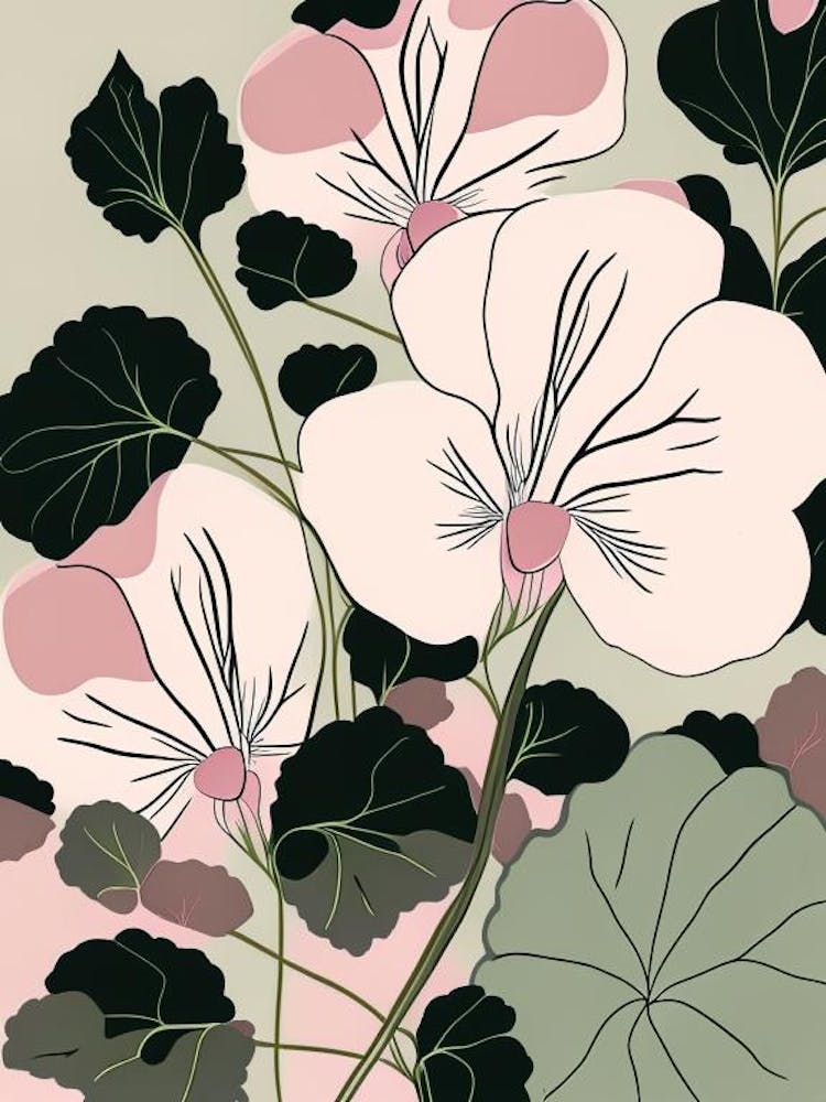 Swamp Rose Mallow Wildflower Modern Muted Colours 1