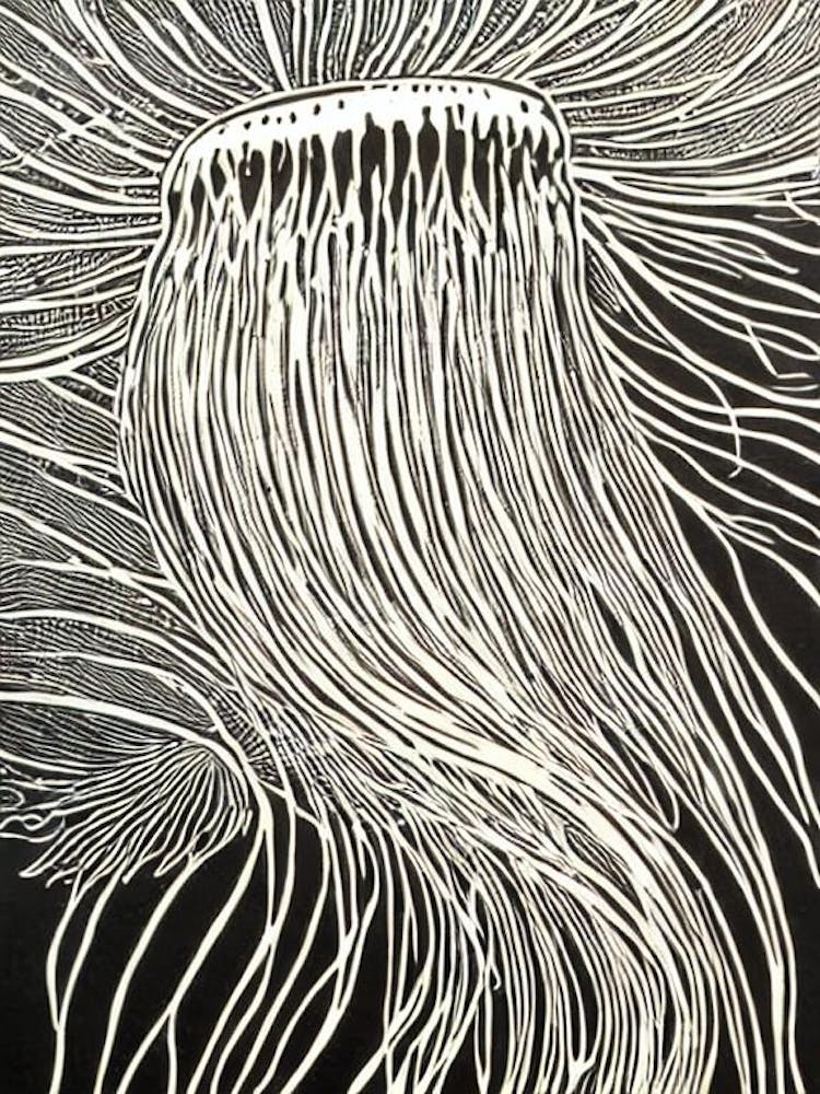 Jellyfish Linocut