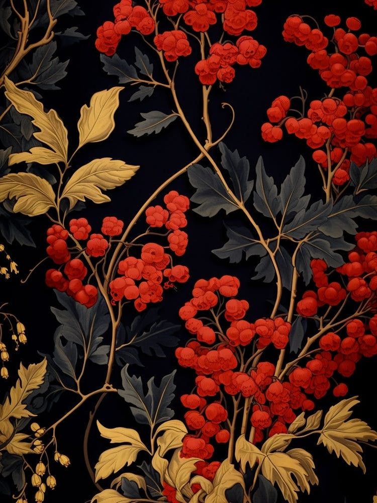 Mahonia 2 William Morris Style Winter Florals
