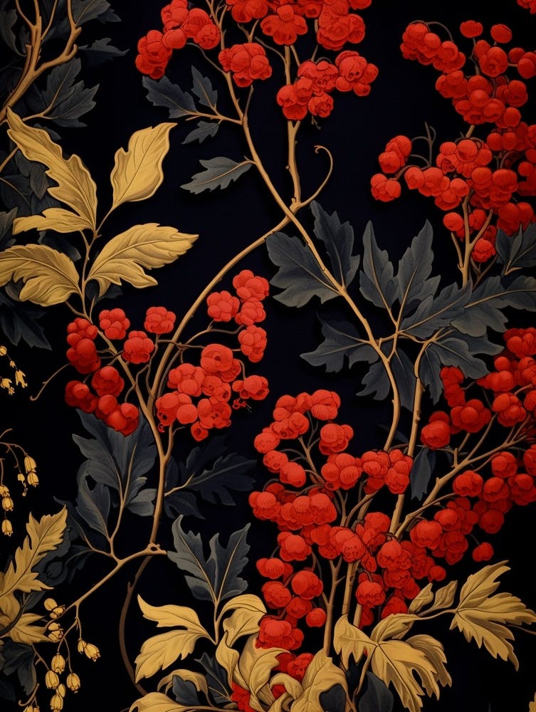 Mahonia 2 William Morris Style Winter Florals