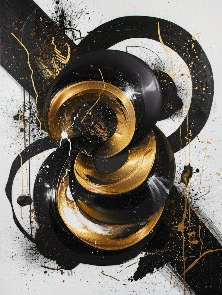 Gold And Black Abstract Painting 48