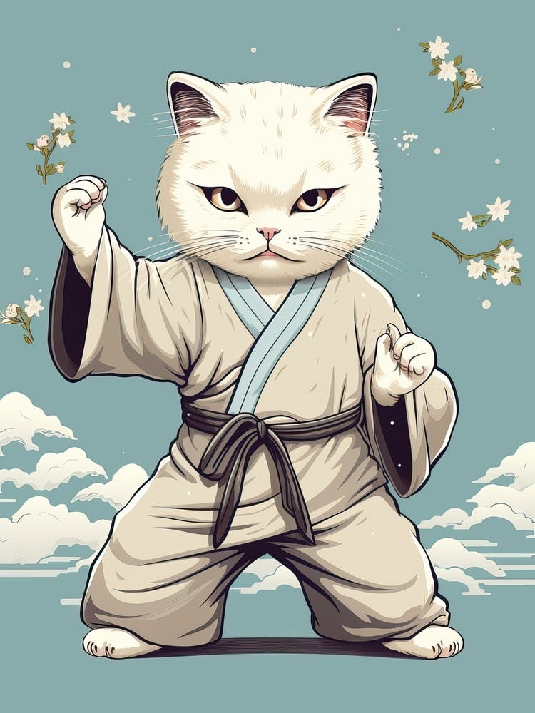 Kawaii Cat Drawings Tai Chi 2