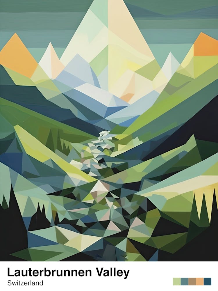 Mountains And Valley   Geometric Vector Illustration 3 Poster
