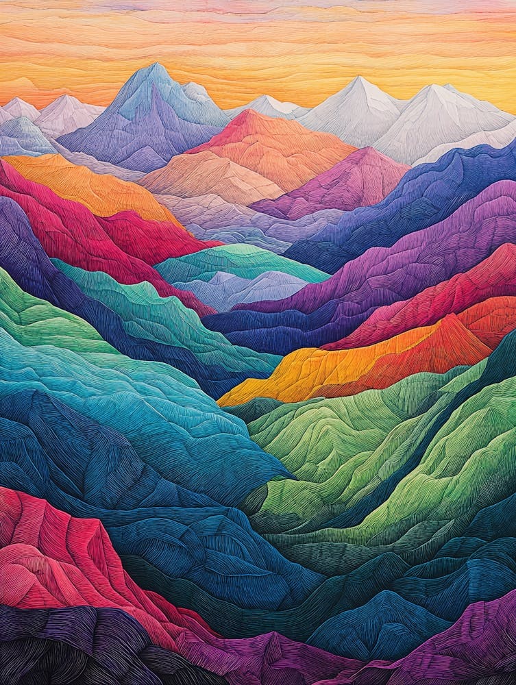 Colourful Mountain Illustration Poster 11
