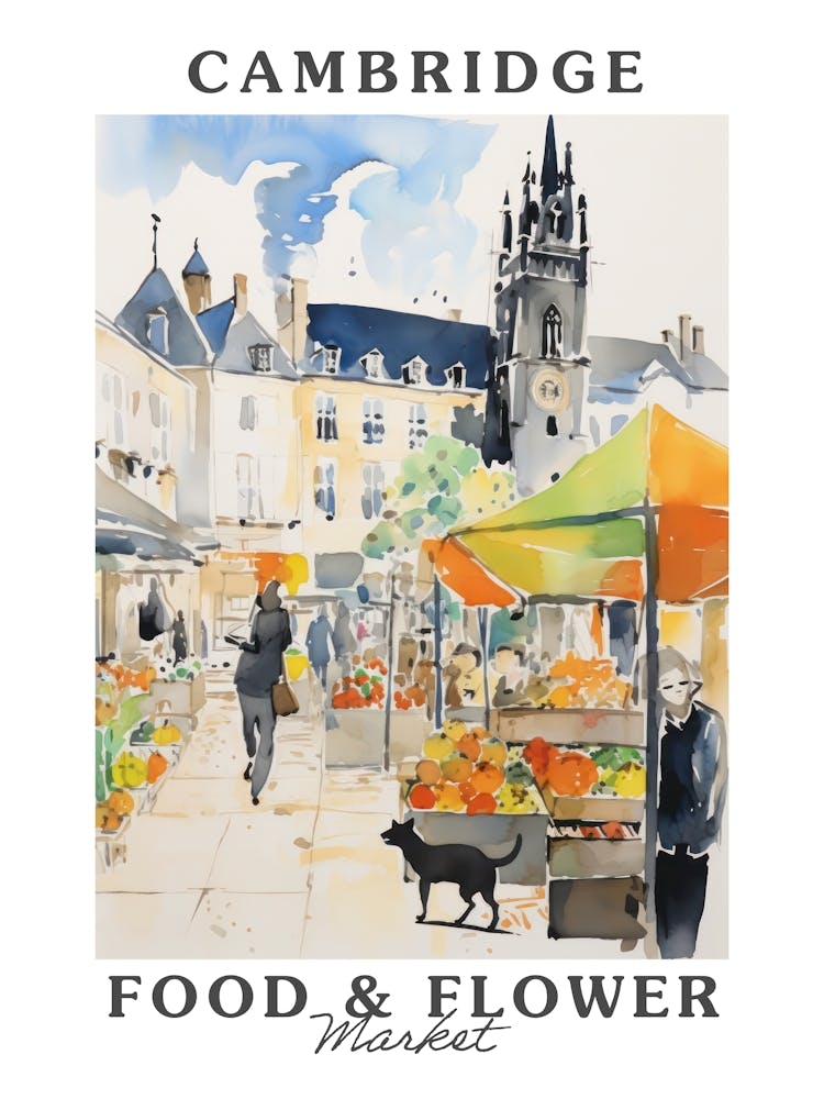 Lebensmittelmarkt mit Katzen in Cambridge 2 Poster