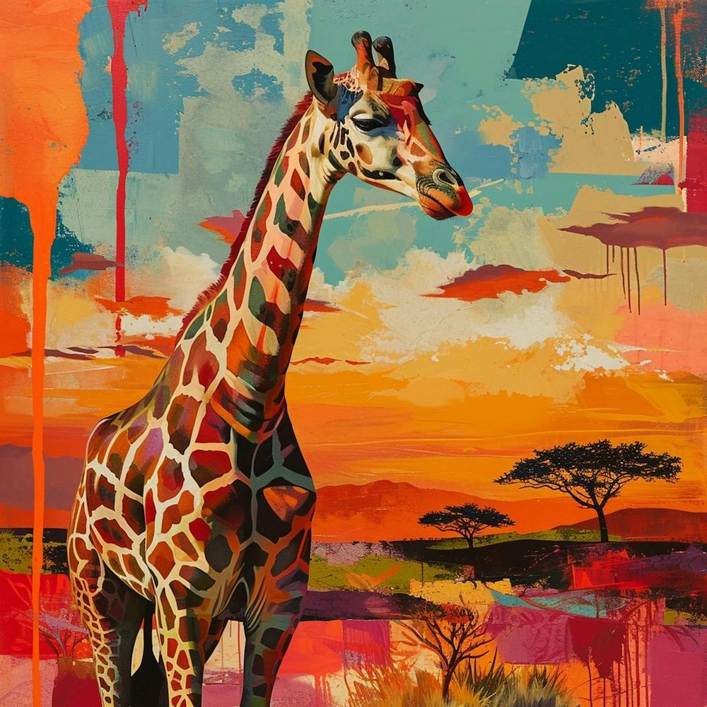 Impasto Warm Giraffe Portrait 4