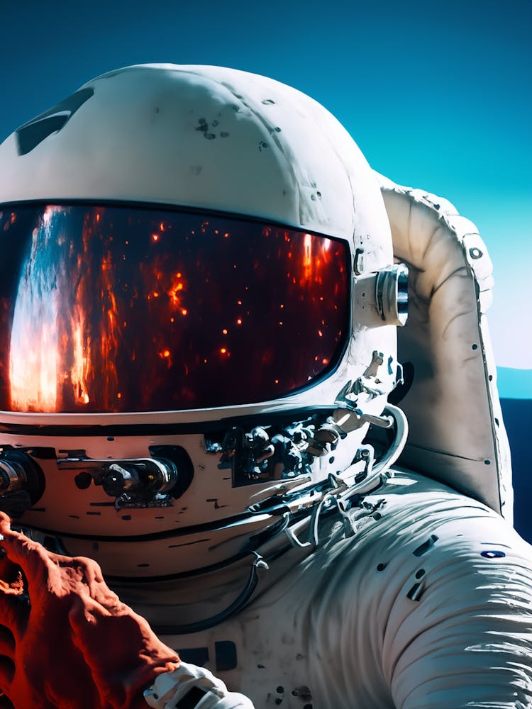 Astronaut with Reflective Helmet in Space Adventure