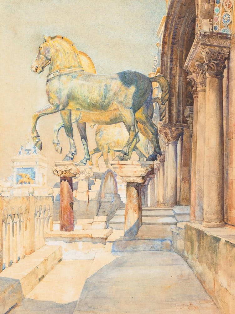 The Horses of St. Marks, Venice by Reginald Barratt (1861-1917)