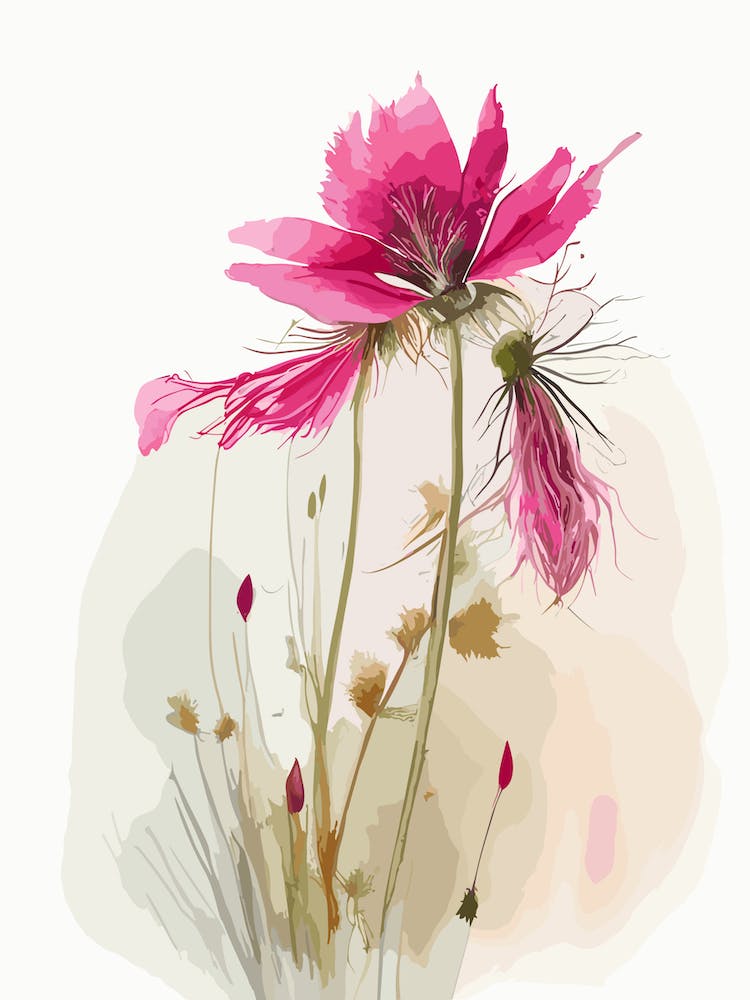 Prärie-Rauch Wildblume Aquarell