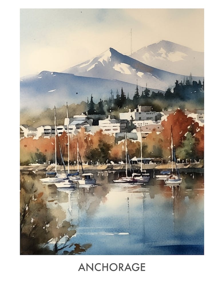 Anchorage Watercolor 4 Travel Poster
