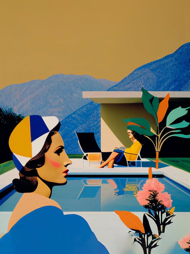 Poolside Gossip Inspired Mid Century Modern Scene