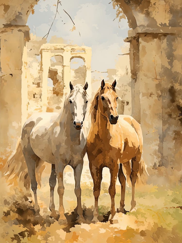Horses Painting In Siena, Italy 1
