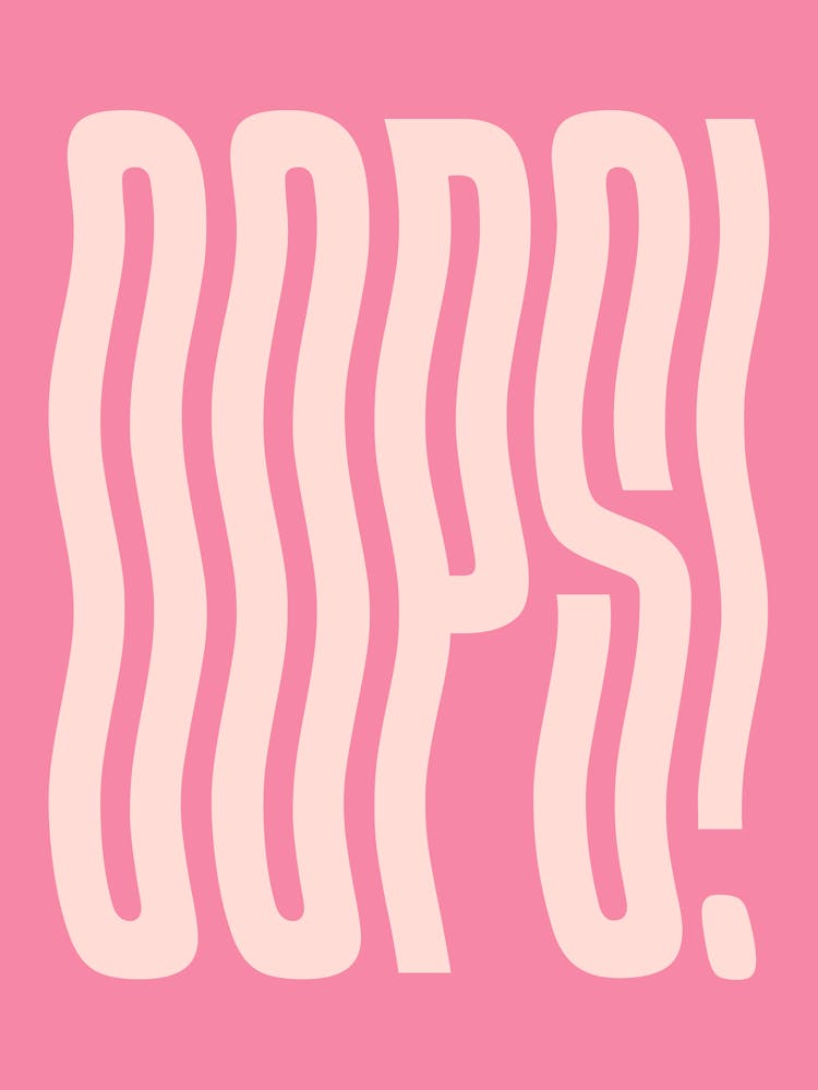 Oops wavy text (Pink Tone), groovy, funny, funky, cool, saying, word, vibes, cute, pink, decor, typography, text, minimal