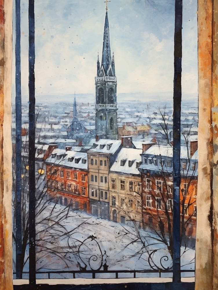 Winter Cityscape Frankfurt Germany 3