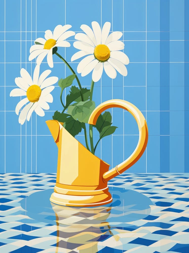 Watering Can With Daisies