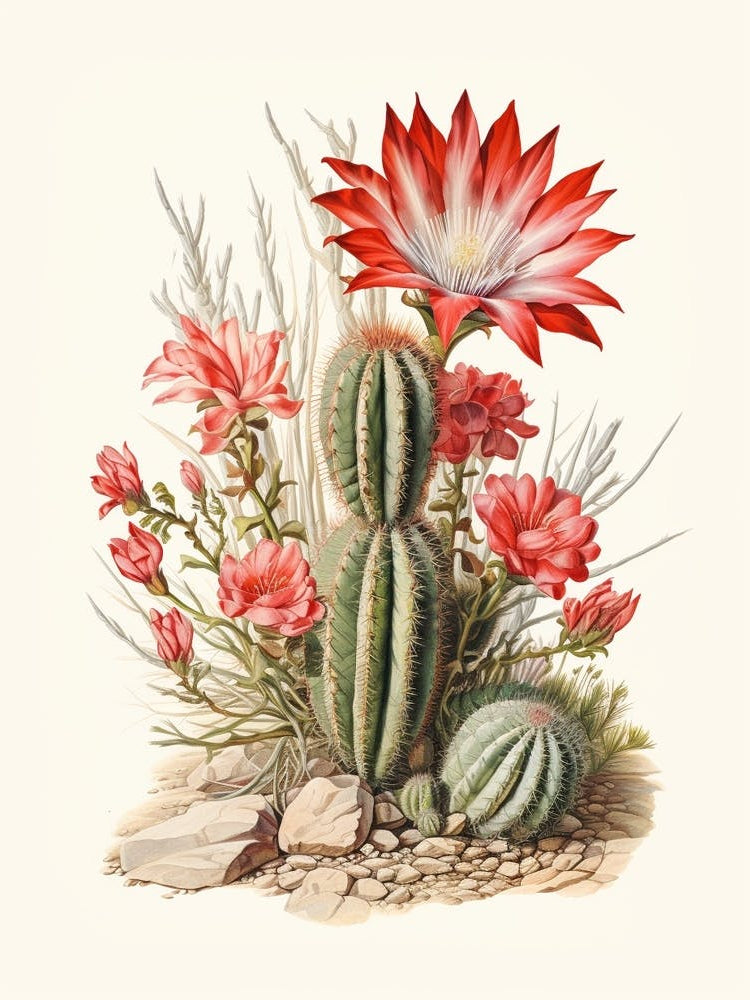 Vintage Cactus Illustration Zebra Cactus 2