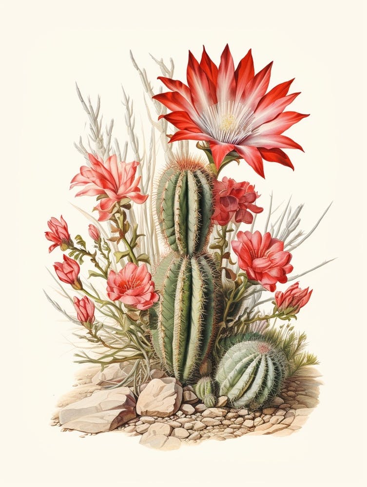 Vintage Cactus Illustration Zebra Cactus 2