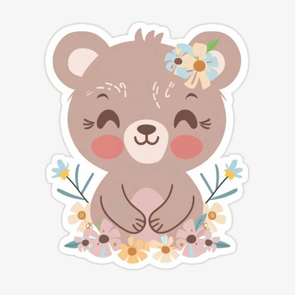 Süßer Bär mit Blumen