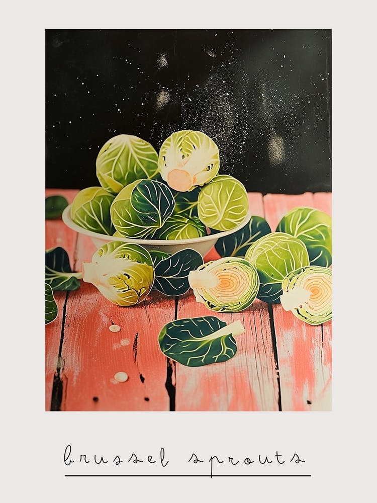 Art Deco Brussel Sprouts Still Life 2 Poster