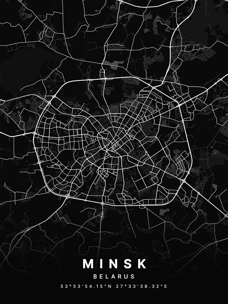 Minsk Belarus Black Map