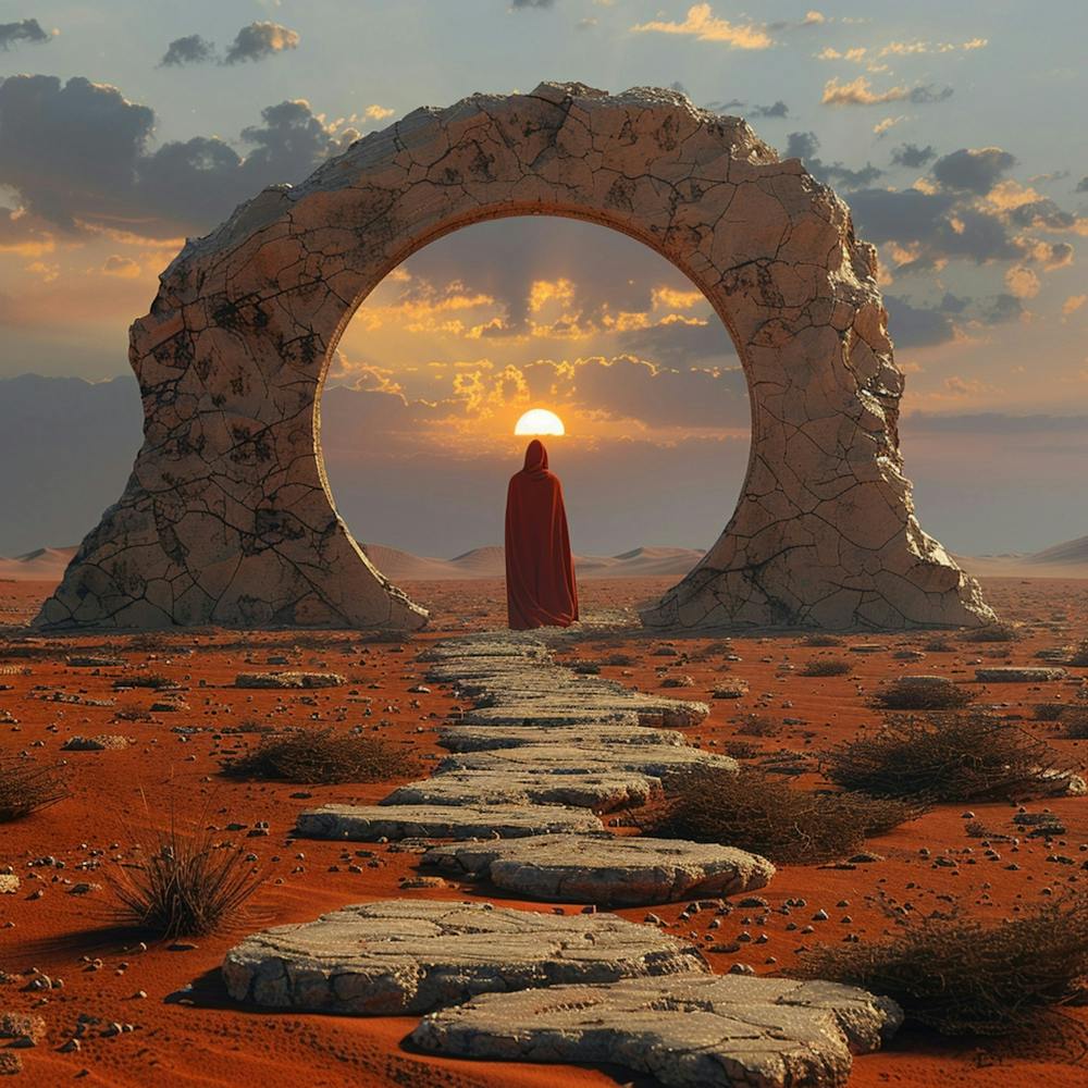An Ancient Stone Structure In The Desert That Shows You The Path, Sahara Desert, High Resolution, High Quality, Fresh, Afternoon Time 1