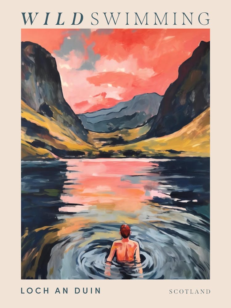 Wild Swimming At Loch An Duin Scotland 3 Poster
