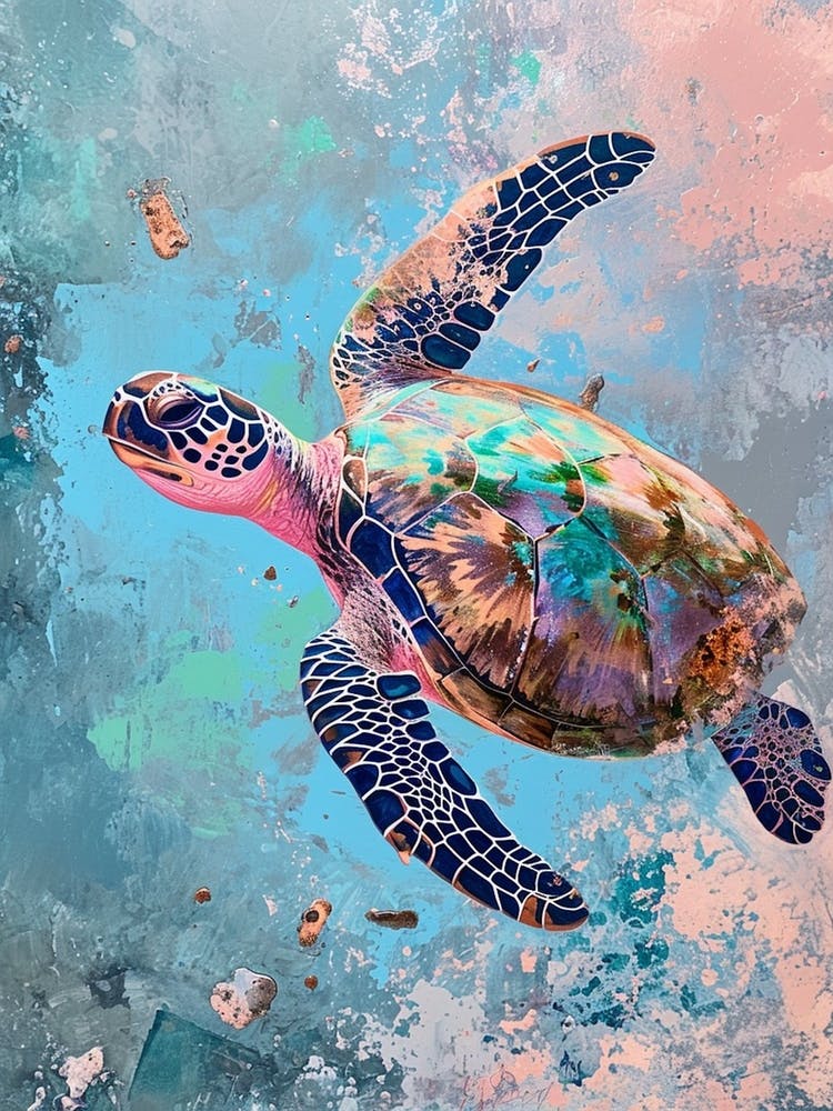 Sea Turtle Exploring The Ocean Pastel
