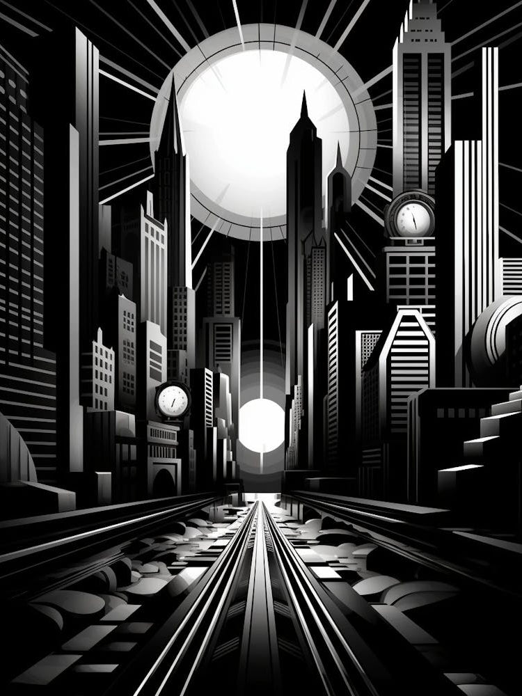 Metropolis Abstract Black And White 7