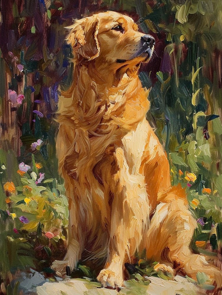 Golden Retriever Acrylic Painting 1