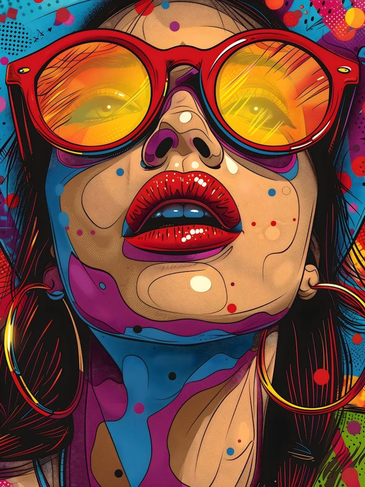 Girl With Sunglasses, Vibrant, Bold Colors, Pop Art