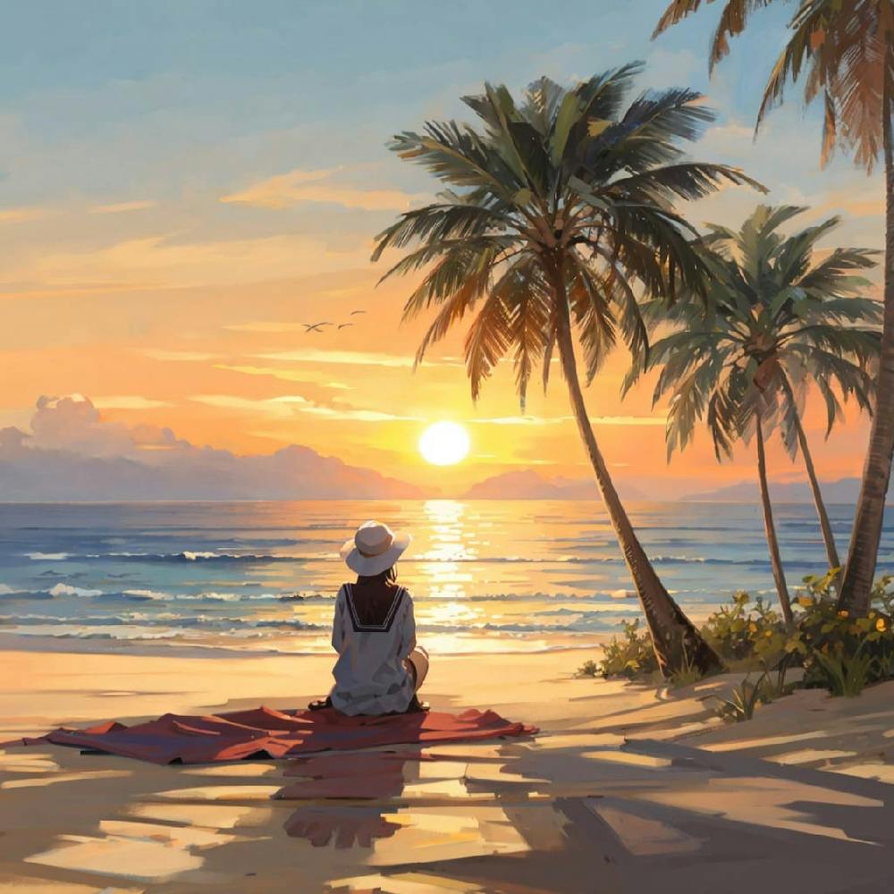 Sunset On The Seashore