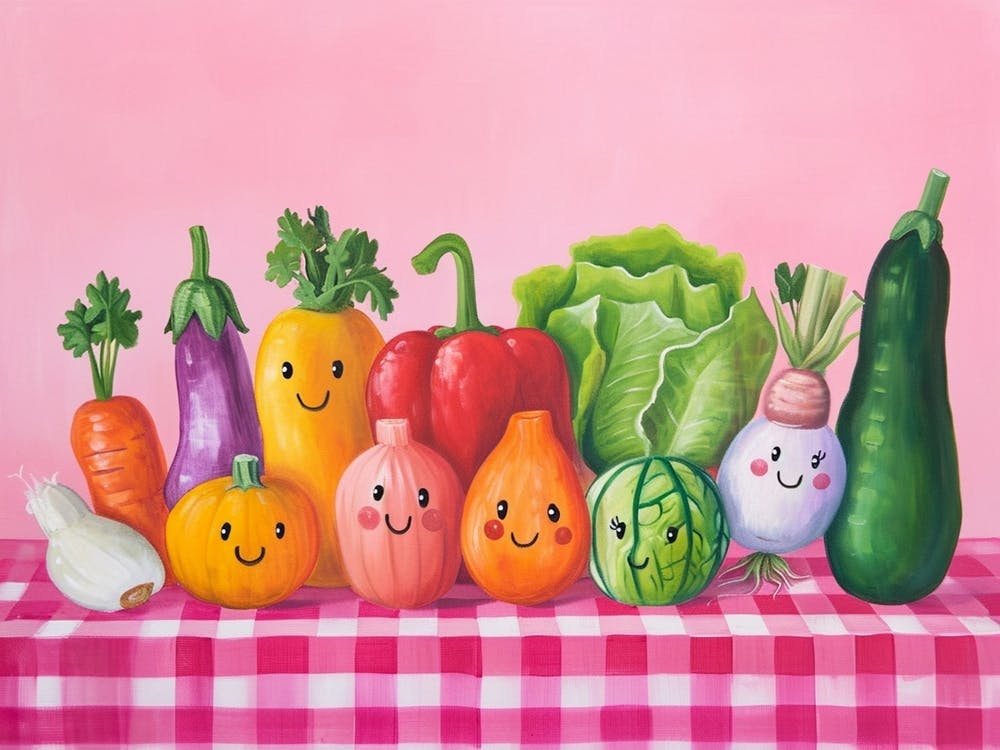 Vegetable Friends Checkerboard 1
