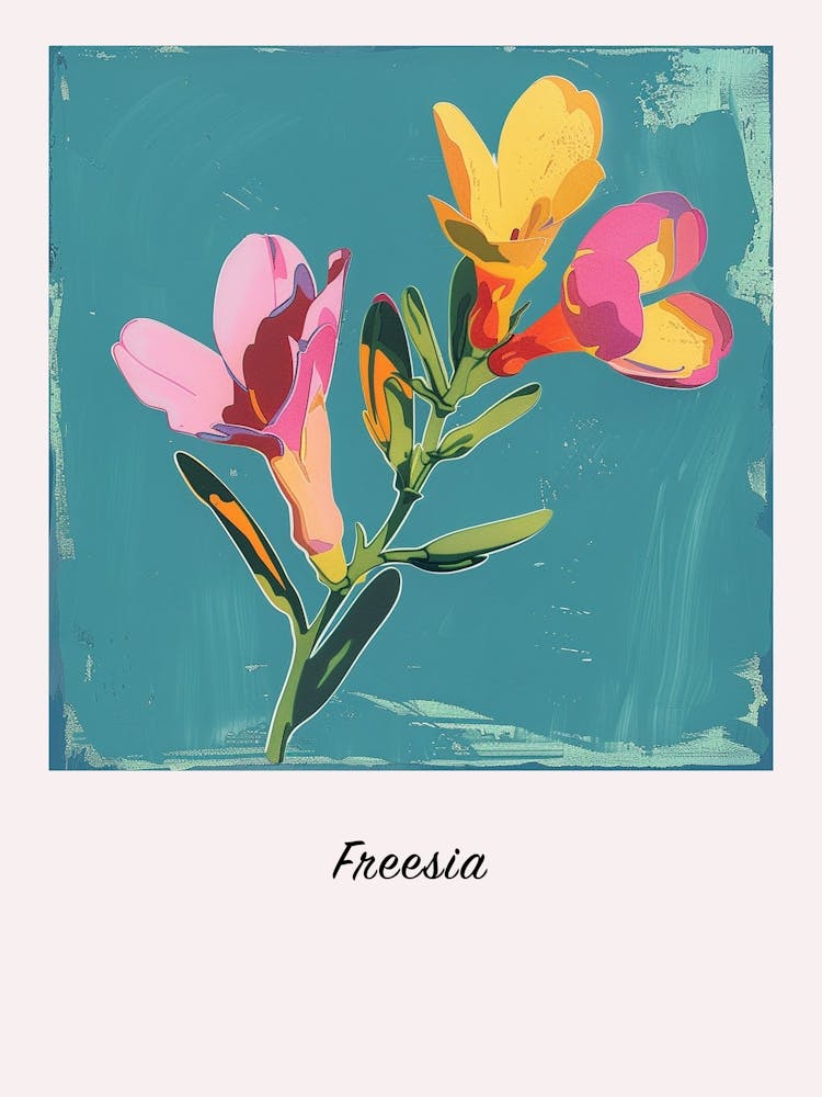 Freesia 2 Square Flower Illustration Poster