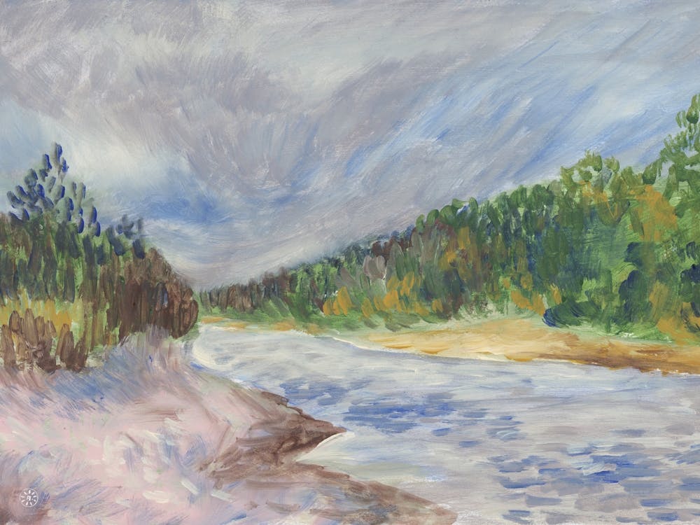 Summer River - landscape nature impressionism hand painted brushstrokes