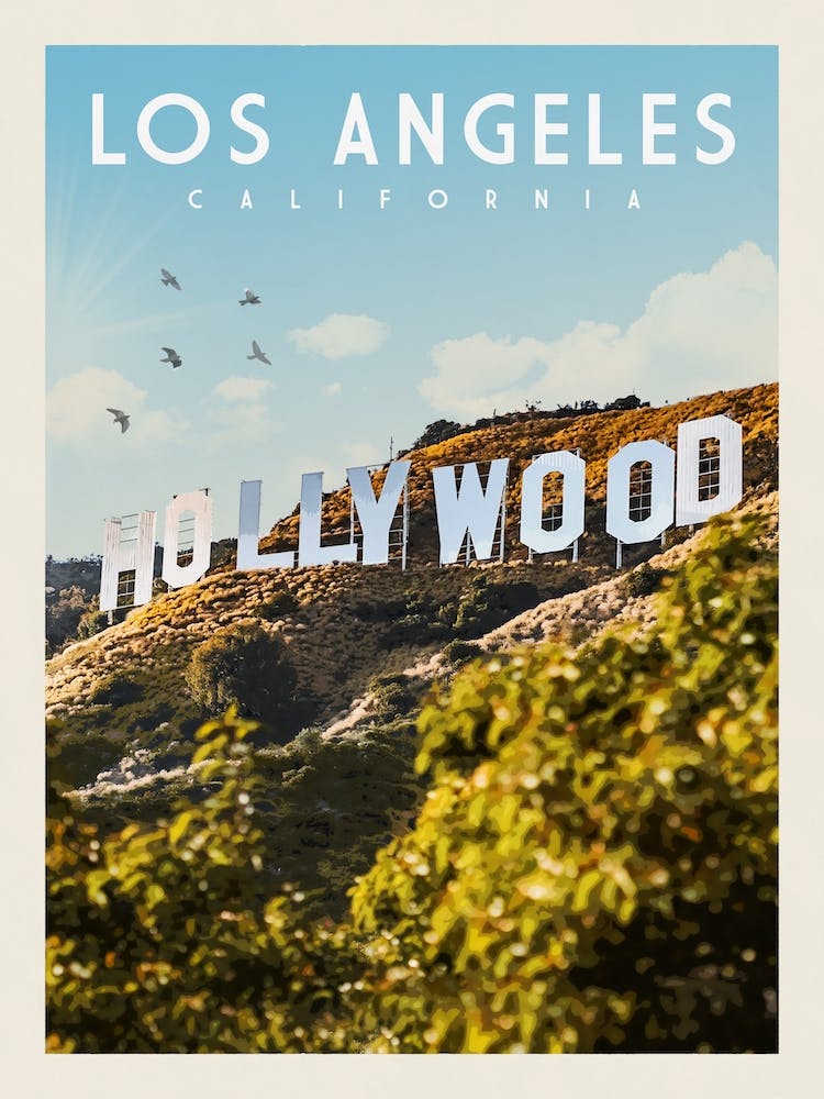 Hollywood California Travel Poster