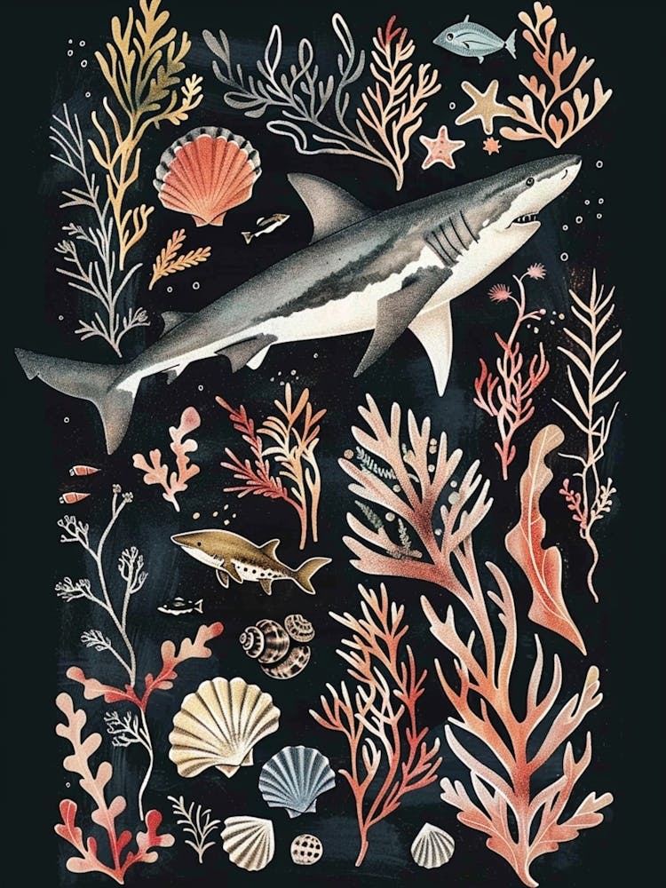 Pelagic Thresher Shark Black Seascape