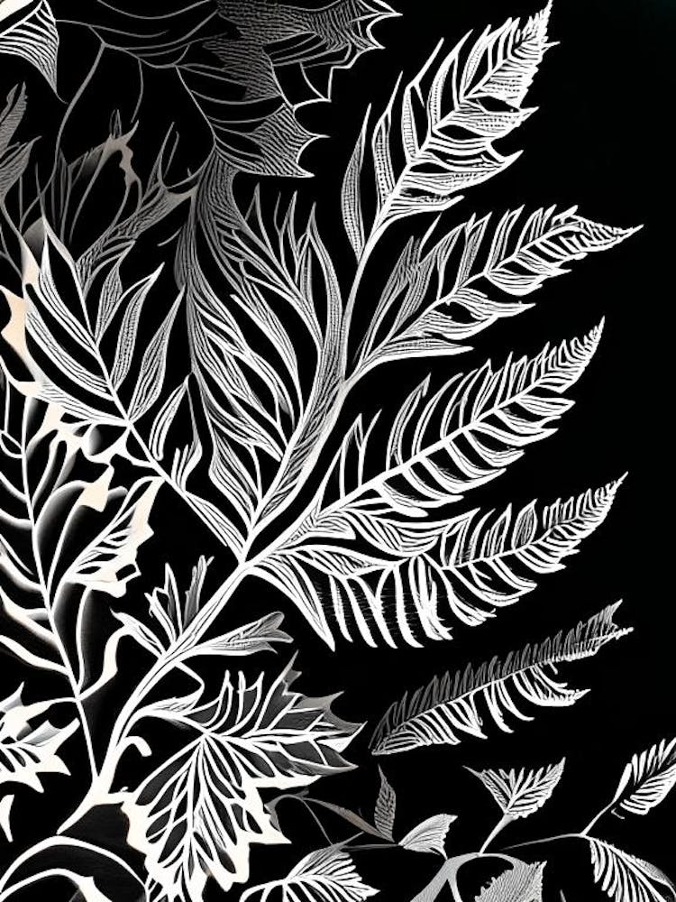 Rowan Leaf Linocut 3