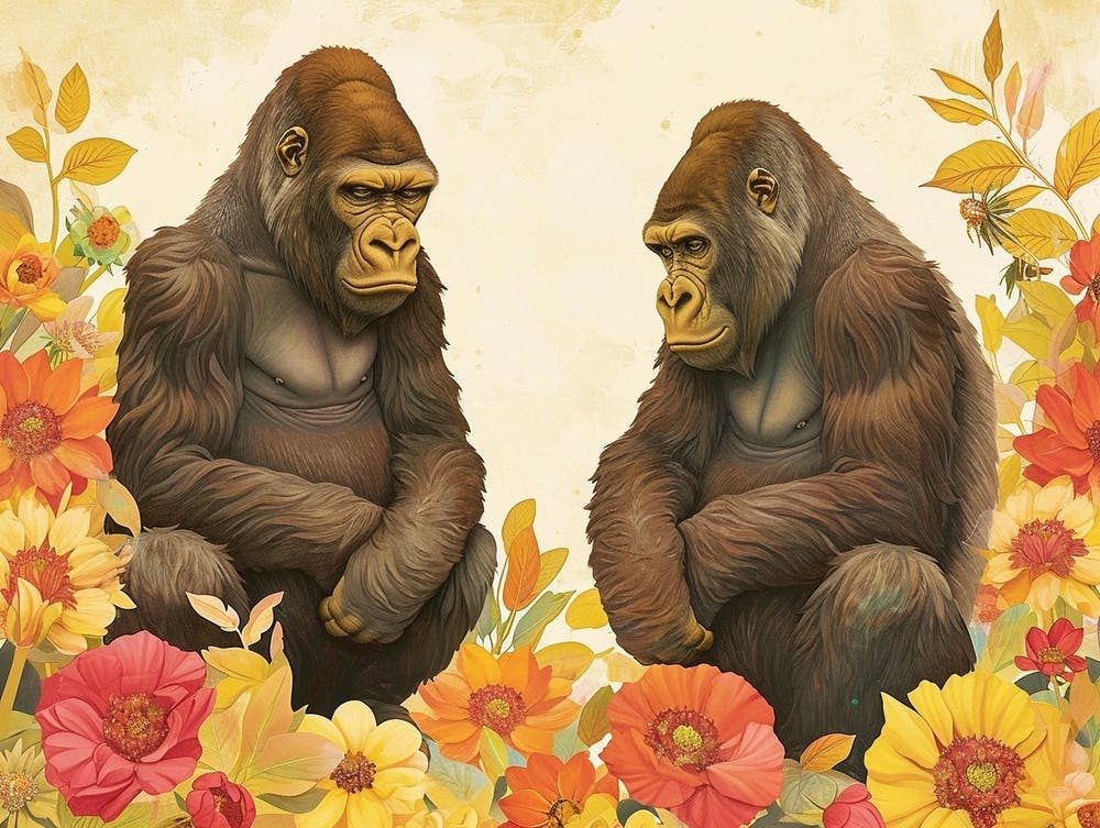 Floral Animal Illustration Gorilla 4