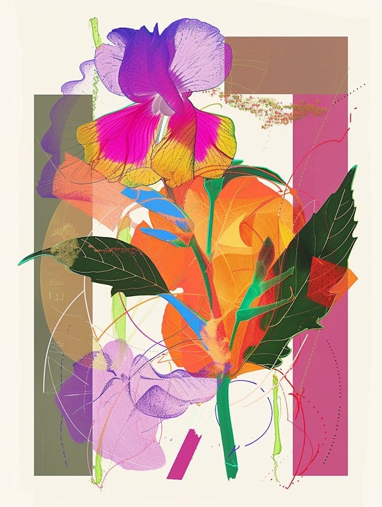 Sweet Pea 4 Neon Flower Collage