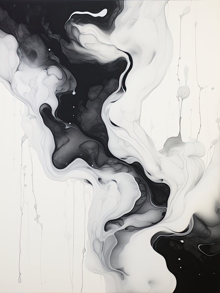 Black And White Flow Asbtract Painting 6