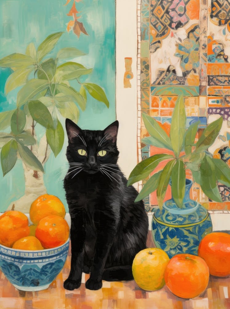 Black Cat With Oranges 3