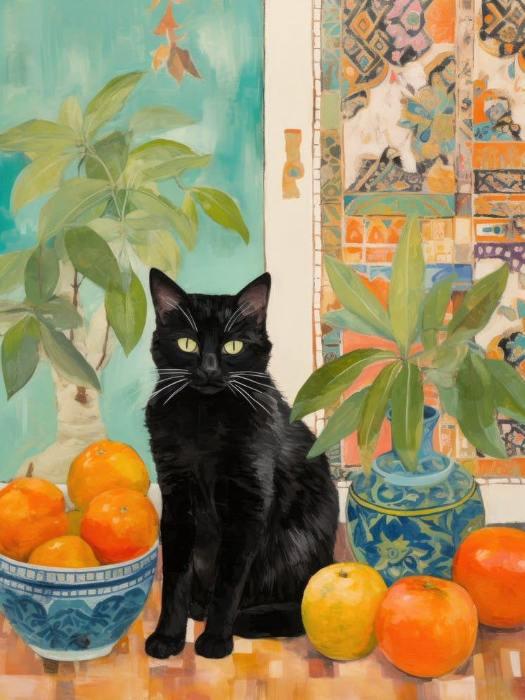 Black Cat With Oranges 3